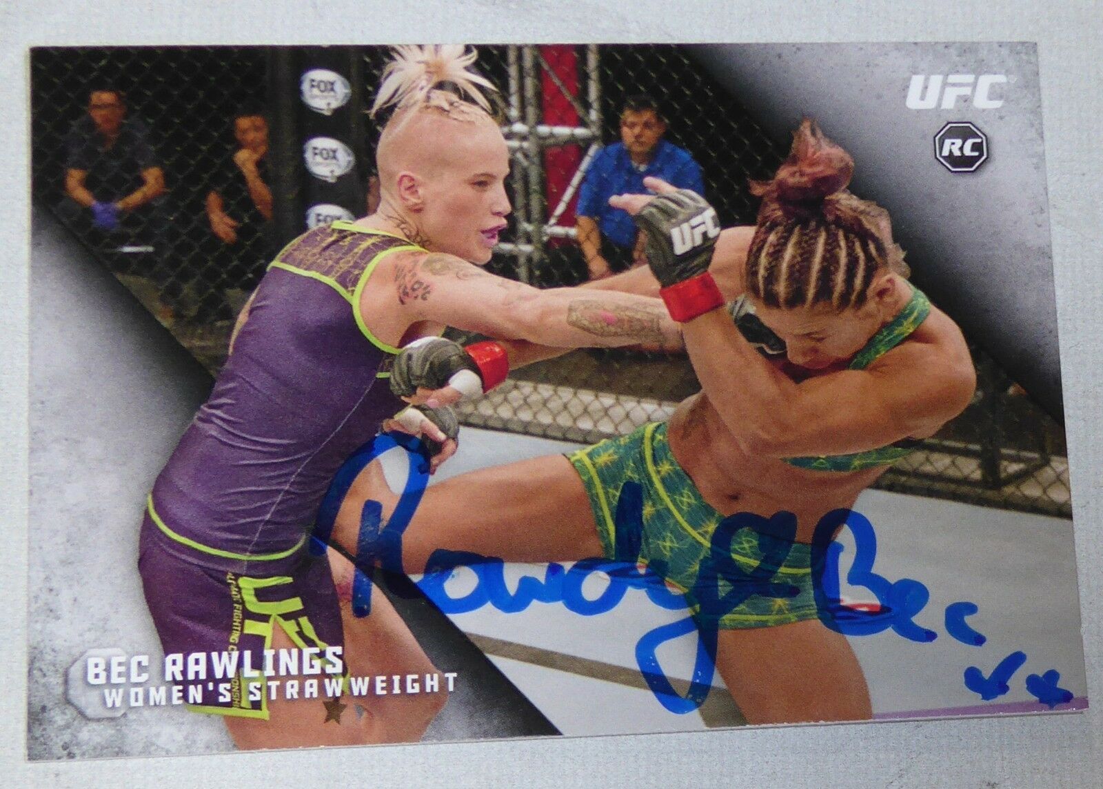 Rowdy Bec Rawlings Signed Ufc 2015 Topps Knockout Rookie Card #40 Rc Autograph