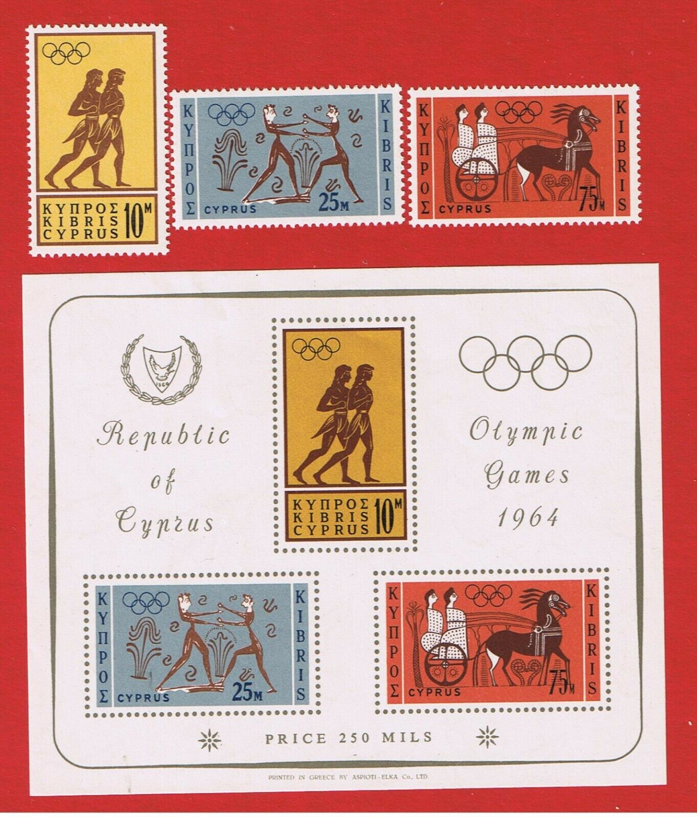 Cyprus #241-243 #243a  Mnh Og  Olympics  W/ss Free S/h