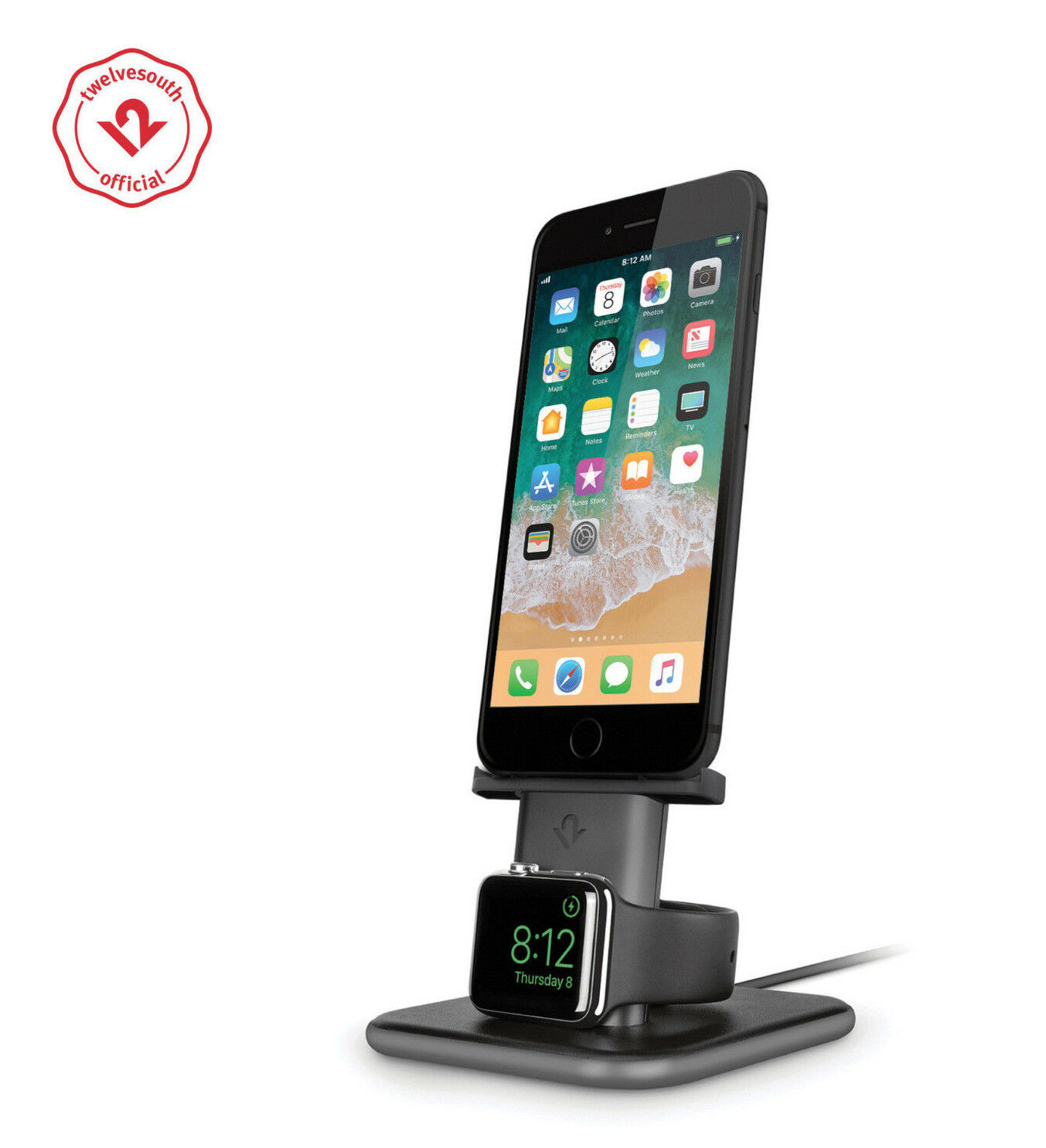 Twelve South Hirise Duet Dual Charging Stand For Iphone & Apple Watch Space Grey